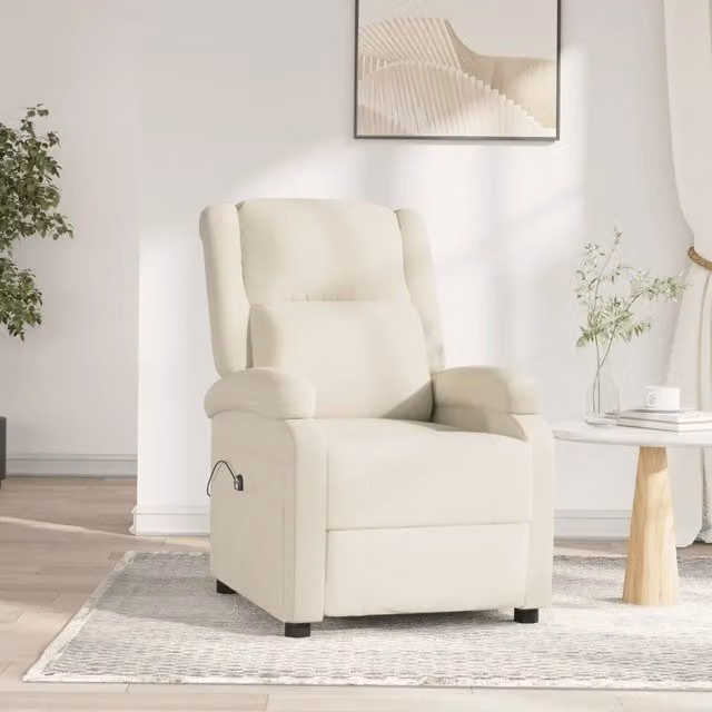 Poltrona Elettrica Reclinabile Crema in Velluto 3098402