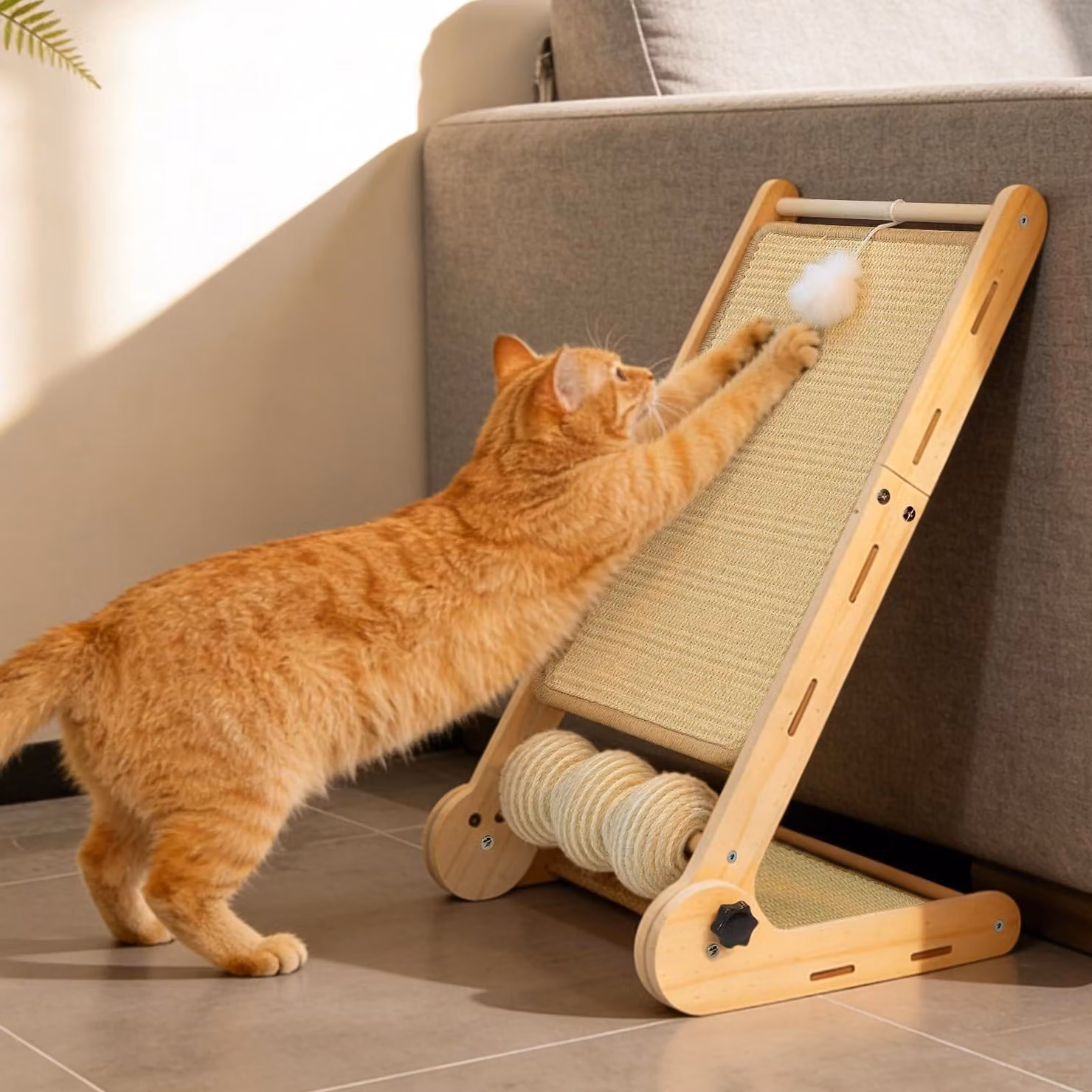 Albero per gatti a forma di L, 60 cm - Realizzato in sisal resistente, ideale per interni