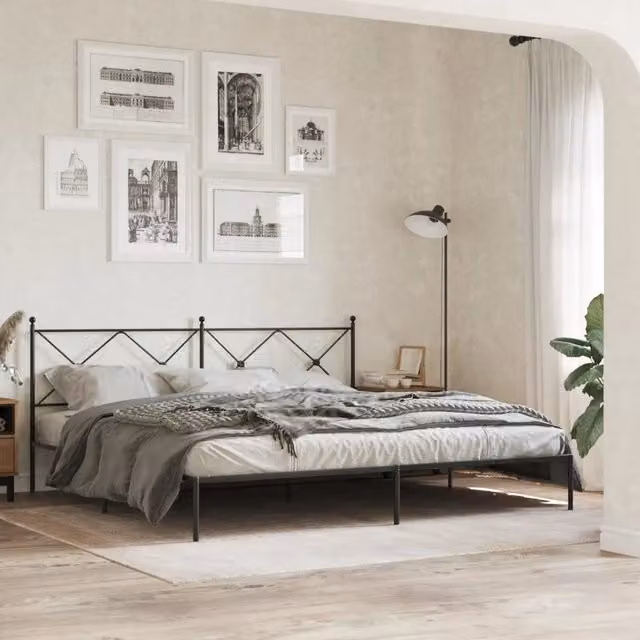 Letto con testiera in metallo nero vidaXL L/P/H: 200 x 200 x 90,5 cm – 1