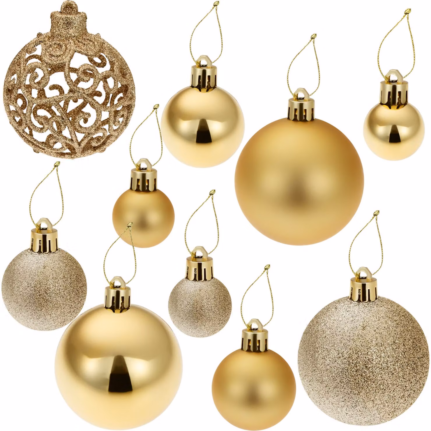 Set di 100 palline natalizie Tectake oro, decorazioni rotonde in plastica infrangibili per il tuo albero di Natale – 3
