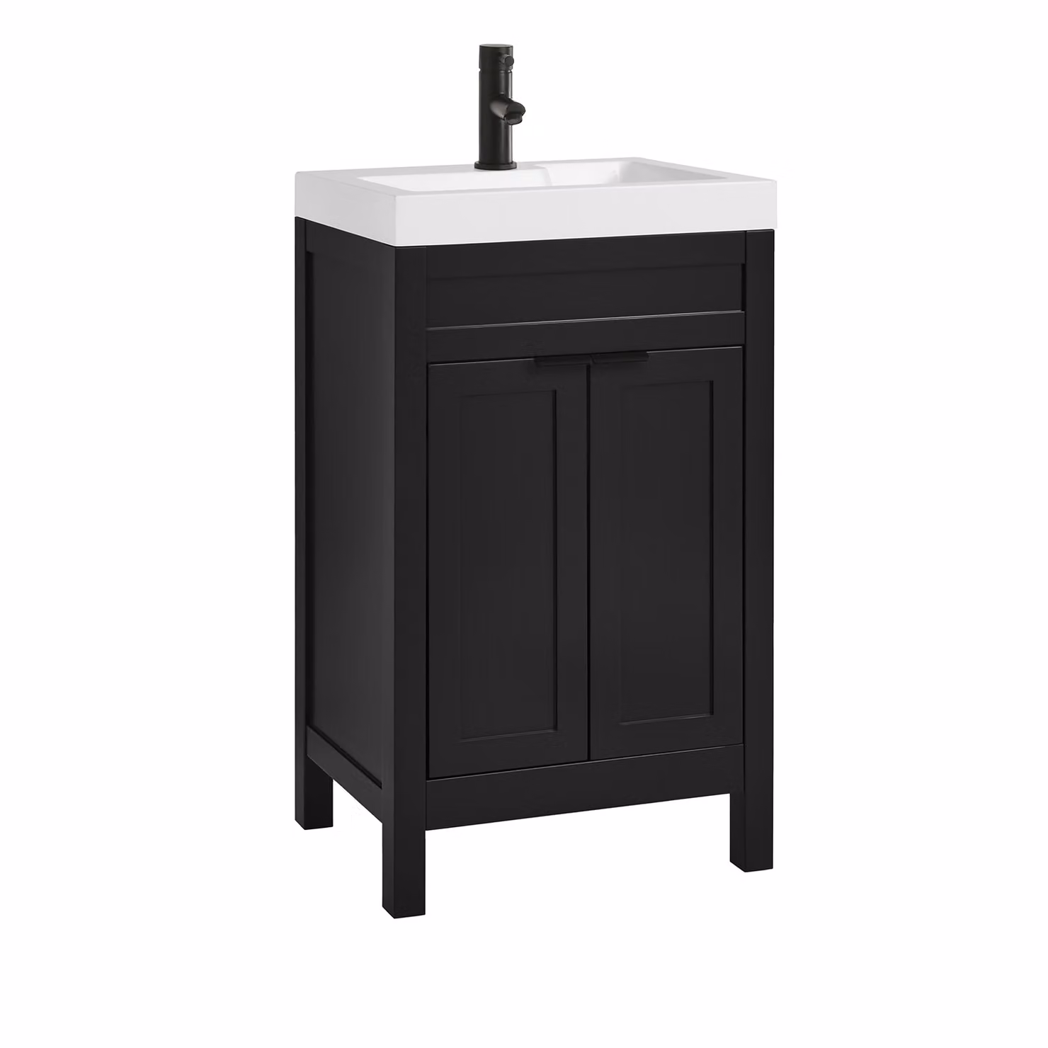 Mobile Bagno Grigio Nero da 500mm con Lavabo e Maniglie Moderne Nere con Impugnatura a Dito - Warwick