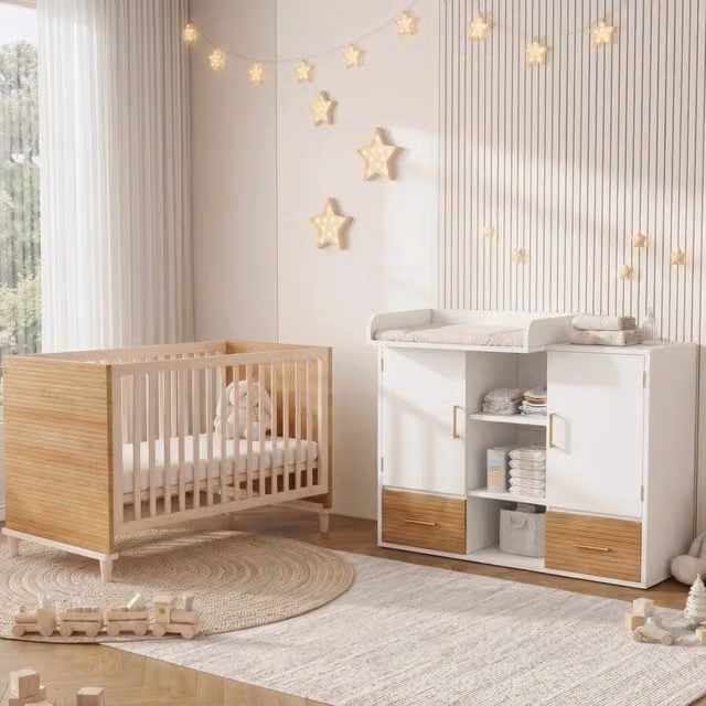 Set Fasciatoio e Letto Bambino ¨C Minimal ¨C Legno, 114x53x92cm / 70x140x87cm