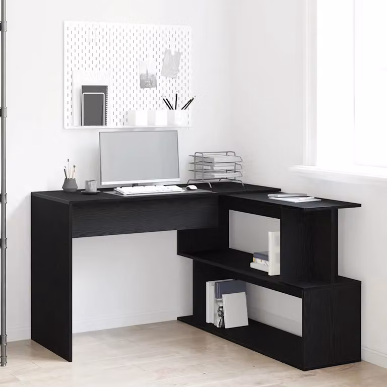 Scrivania vidaXL in legno ingegnerizzato MDF Rovere e Nero, L 200 x P 50 x H 76 cm