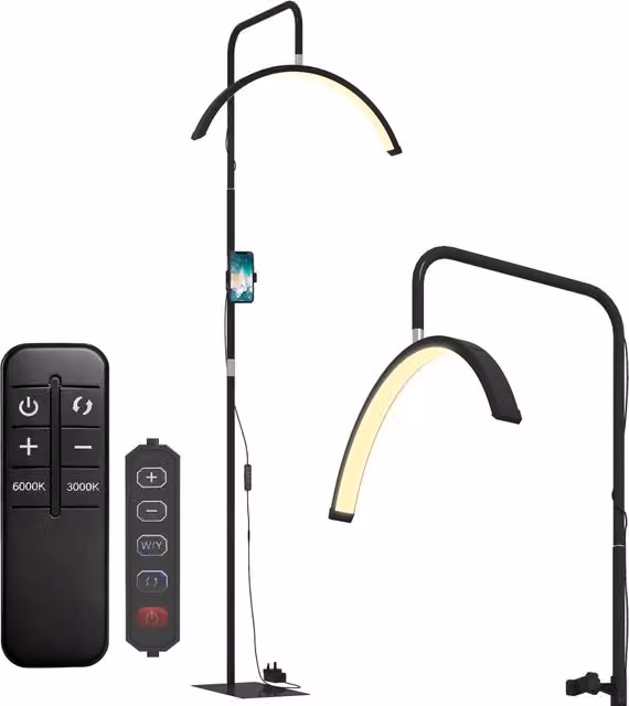Lampada da Terra con Testa Girevole 350¡ã e Supporto Smartphone ¨C Xylo ¨C 7 Temperature di Colore