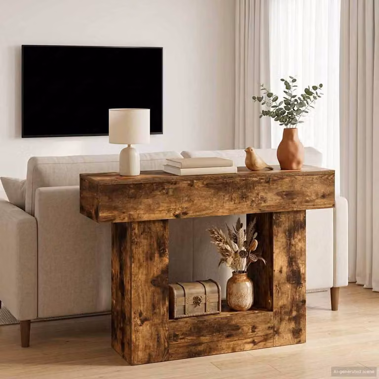 Mobile vidaXL in legno color quercia affumicata L: 101 cm, P: 30 cm, H: 74 cm