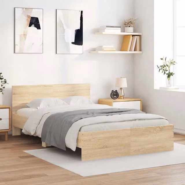 Giroletto con Testiera-Struttura Letto con testiera Rovere Sonoma 120x200 cm
