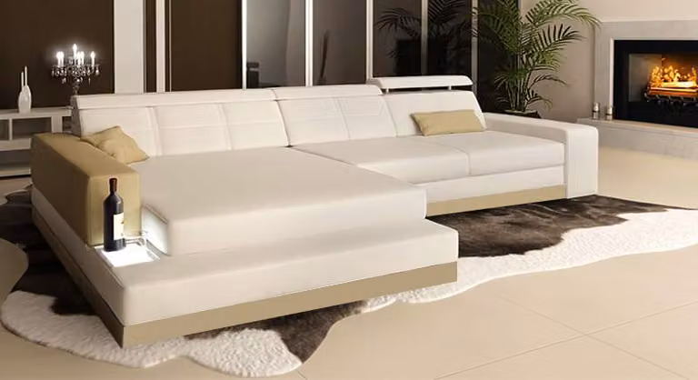 Ledersofa mit USB Wohnlandschaft Ecksofa Eck Garnitur Design Modern Sofa C4010B