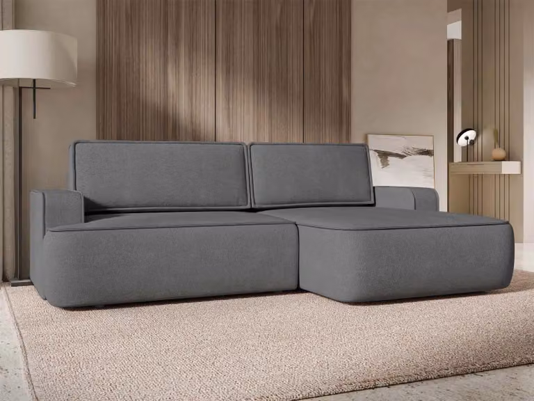 MIRJAN24 Divano angolare mono, soggiorno a L con funzione letto e box letto (colore: Velo 635, lato: destro)