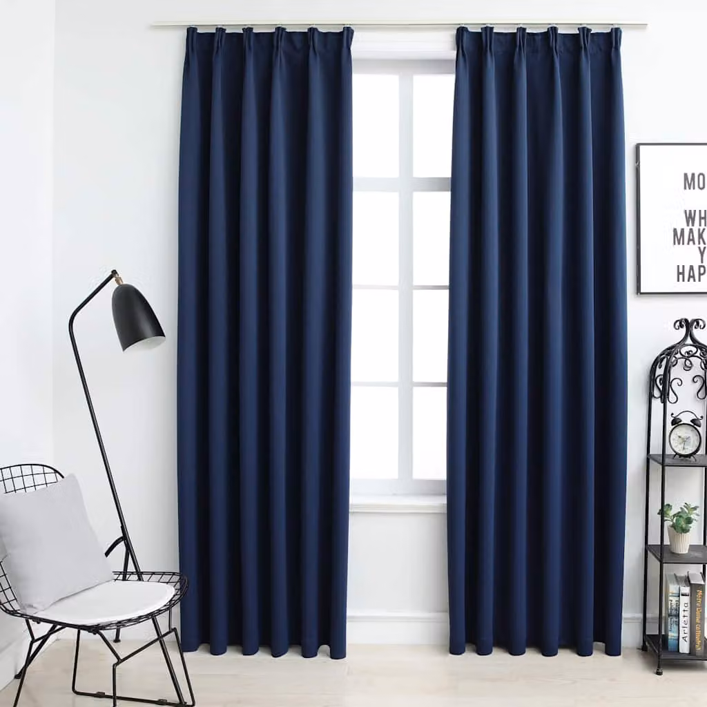 Set di 2 tende oscuranti vidaXL in poliestere blu con ganci, L: 140 cm, H: 245 cm