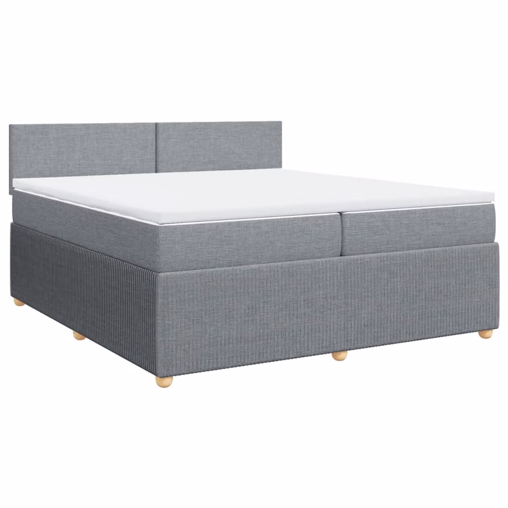 Giroletto a Molle con Materasso Grigio Chiaro 200x200cm Tessuto