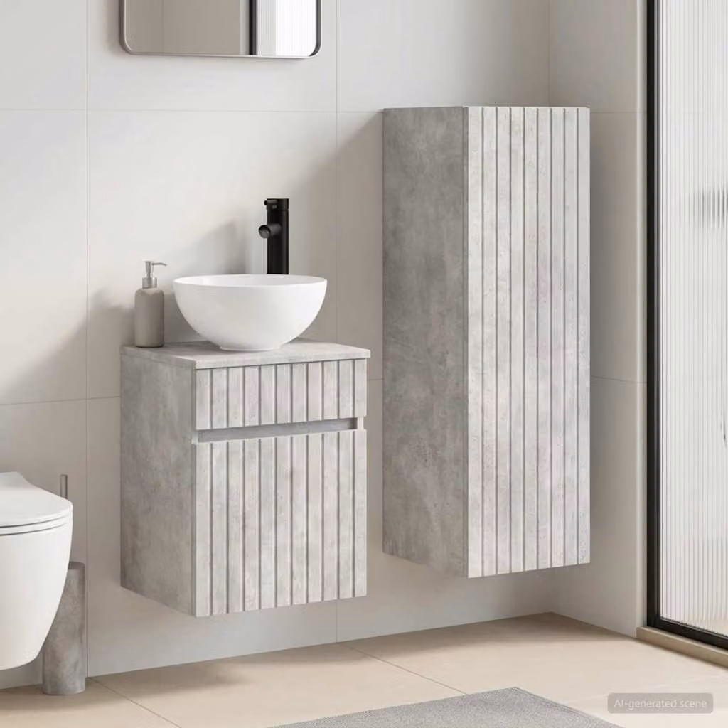 Set di mobili per il bagno vidaXL composto da mobile lavabo e pensile a parete in stile minimalista, colore grigio, L/P/H: 63 x 35 x 39 cm e 33,71 x 35 x 39 cm