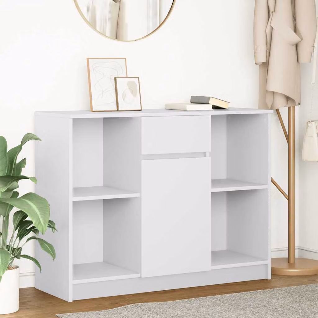 Credenza con cassetto vidaXL in legno multistrato bianco L: 101 cm, P: 35 cm, H: 76 cm