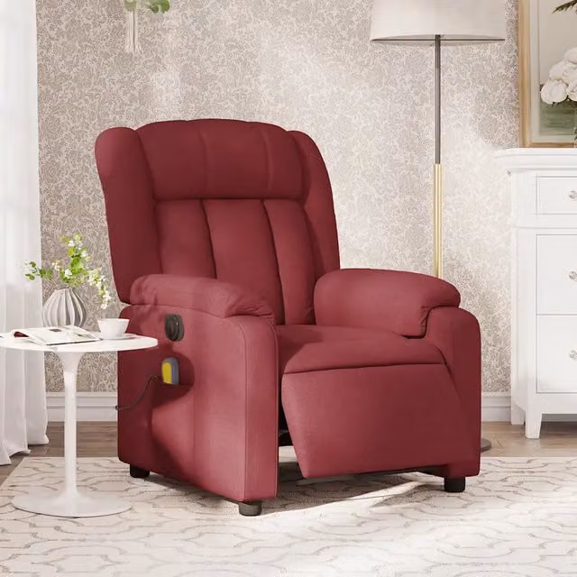 Poltrona Massaggiante Reclinabile Elettrica vidaXL in Tessuto Rosso per il tuo Relax in Soggiorno