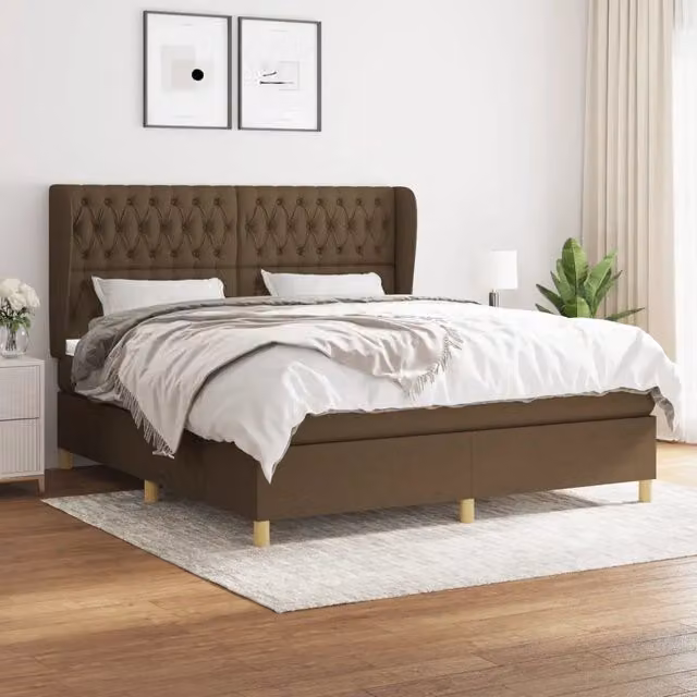 Letto Ibrido vidaXL con Giroletto a Molle e Materasso, Marrone e Bianco, L/P/H: 180 x 200 x 128 cm – 1
