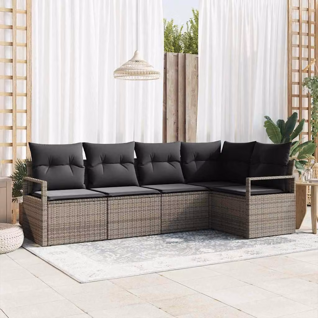 Maison Exclusive - Set da giardino composto da 5 pezzi, divano, colore grigio, realizzato in rattan sintetico