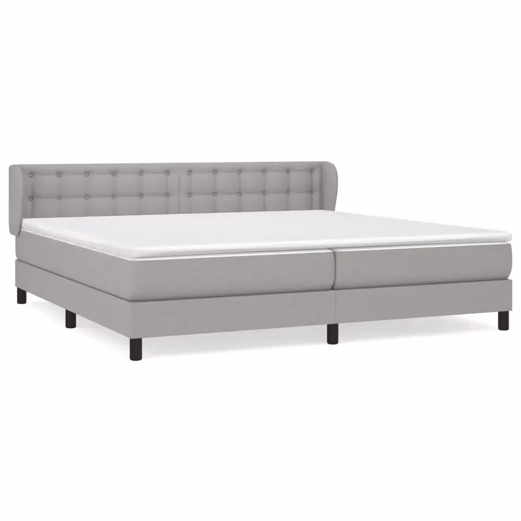 Letto Ibrido vidaXL con Giroletto a Molle e Materasso in Tessuto Grigio e Bianco L/P/H: 200 x 203 x 88 cm – 2