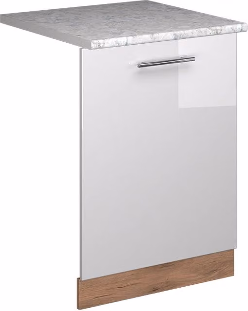 Pannello frontale per lavastoviglie da incasso Vicco Fame-Line Bianco lucido e Rovere dorato, Larghezza: 60 cm