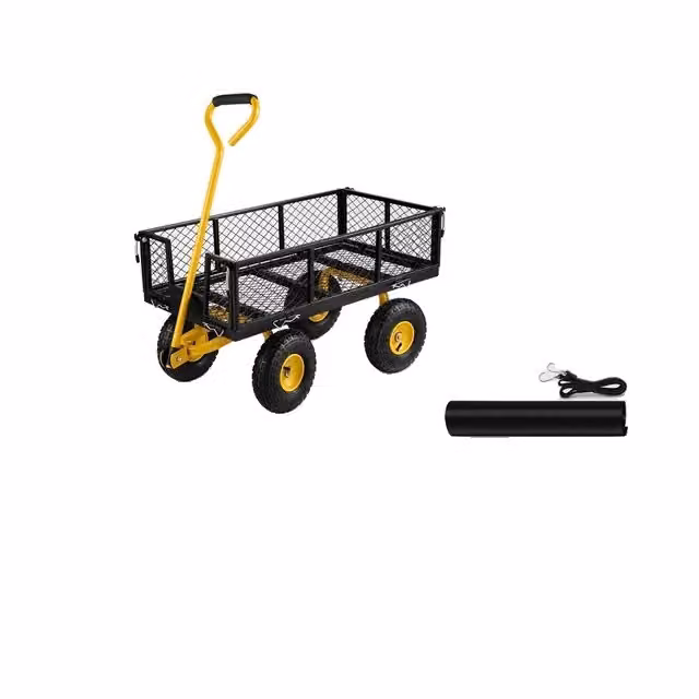 Carrello da giardino, elevata capacità di carico, pareti laterali a griglia rimovibili, portata di 900 libbre