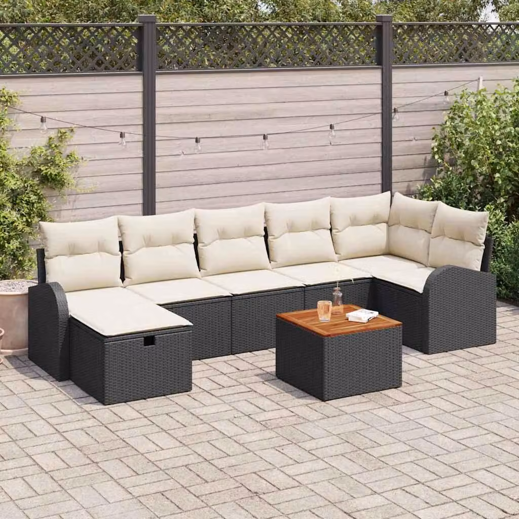 Maison Exclusive - Set da giardino composto da 8 pezzi, divano in rattan sintetico nero