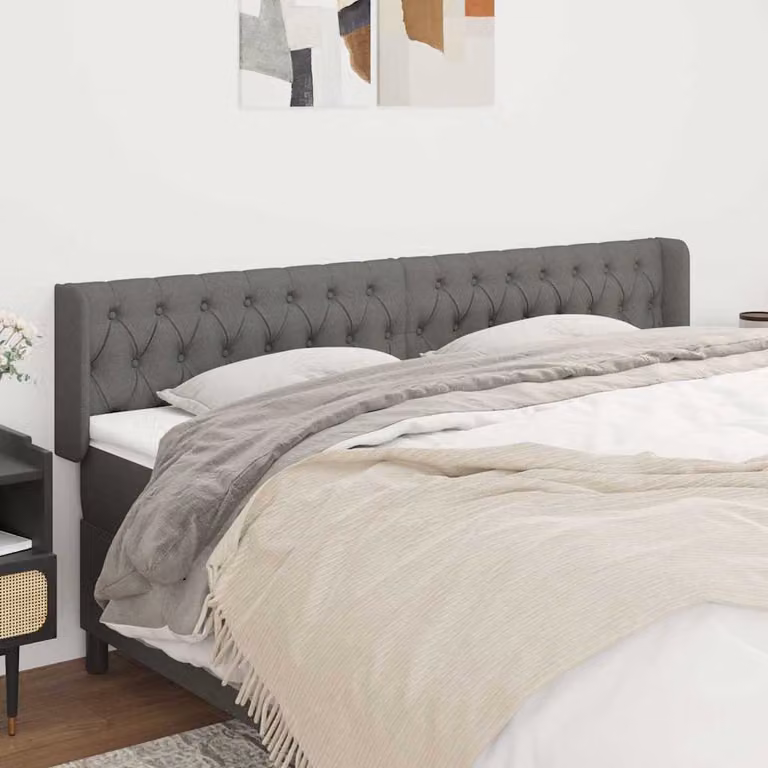 Testiera ad orecchio vidaXL in tessuto grigio per camera da letto L: 203 cm, P: 16 cm, H: 78-88 cm