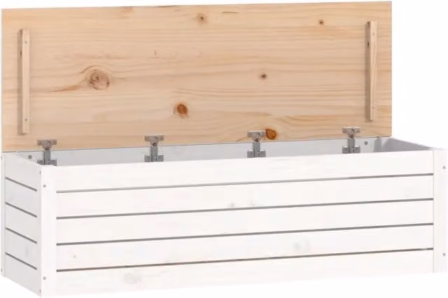 Contenitore Portaoggetti Bianco in Legno di Pino Massello DESIGN IN L: 109 cm, P: 36,5 cm, H: 33 cm CFW5258381