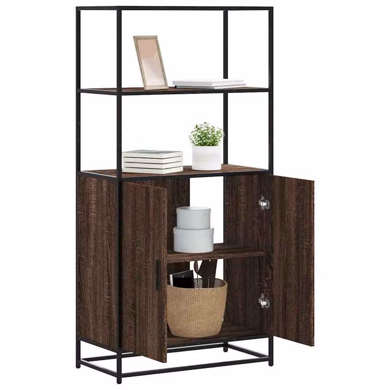 Credenza stile industriale vidaXL in legno e metallo, colore rovere marrone, L/P/H: 68 x 35 x 139 cm