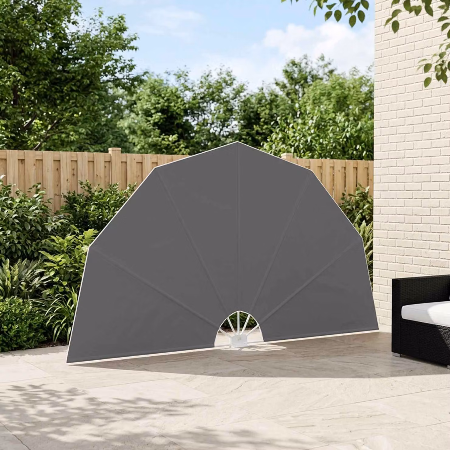 Schermo di privacy per balcone vidaXL in poliestere e acciaio, colore grigio, L: 402 cm, H: 201 cm