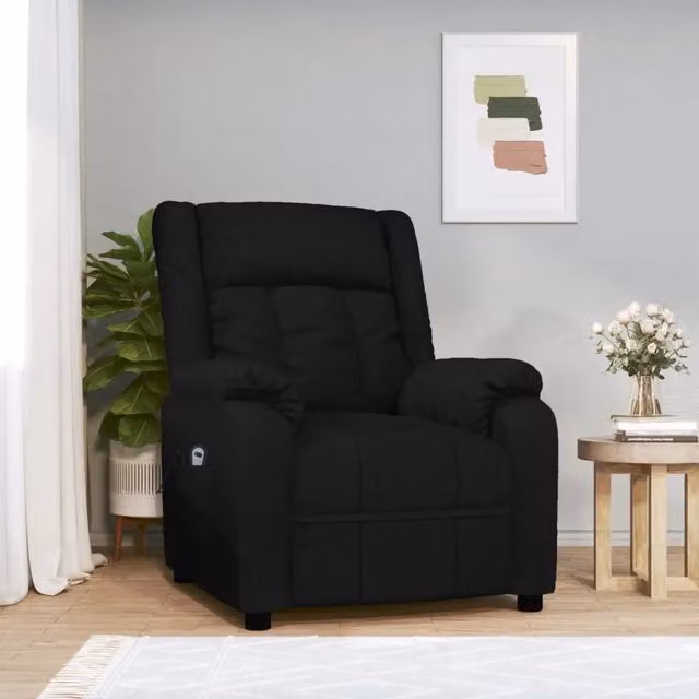 Poltrona Elettrica Reclinabile Nera in Tessuto 3143569