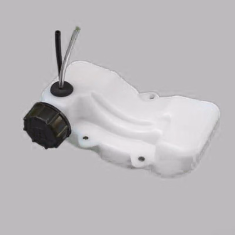 Serbatoio universale per carburante, adatto per trimmer da giardino, cespugliatori e motoseghe, dimensioni 185x90 mm, completo di tubi per il carburante