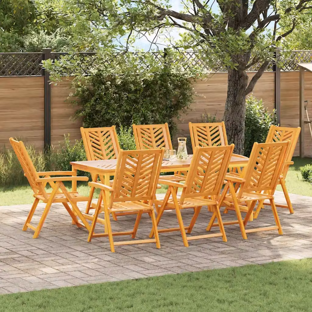 Set da pranzo per giardino e terrazza vidaXL in legno di acacia marrone, 9 pezzi