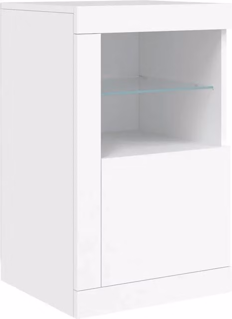 Mobiletto laterale moderno con illuminazione LED integrata HELLOSHOP26 in legno composito e vetro bianco opaco L/P/H: 41 x 37 x 67 cm