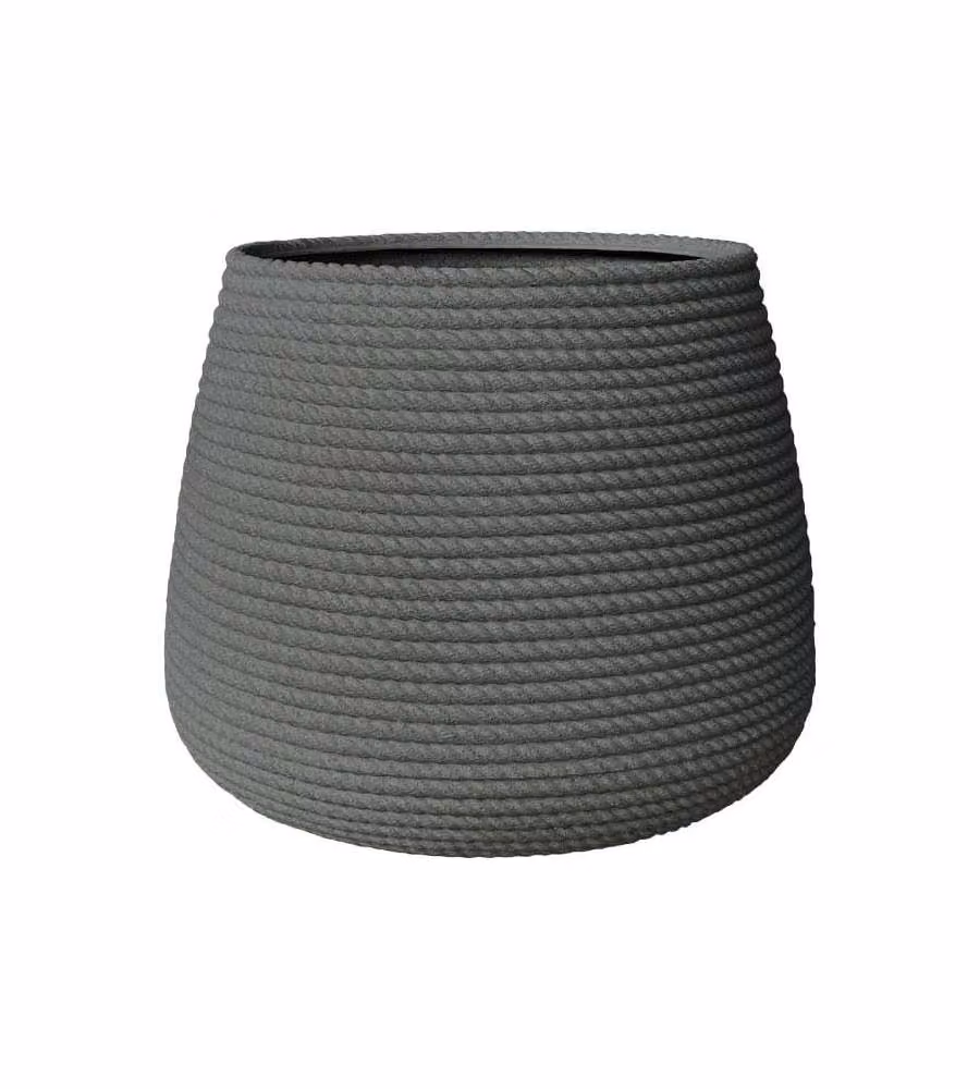VASAR Vaso in Resina Effetto Corda 49x41 cm Colore Smoke per Esterni