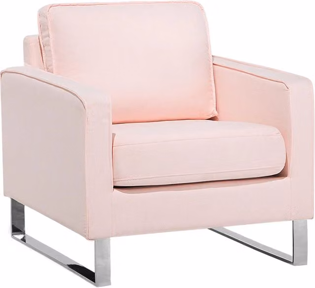 Poltrona moderna BELIANI in tessuto rosa con gambe in metallo argento per salotto e camera da letto