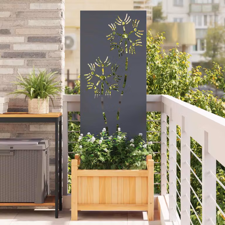 vidaXL Paravento per privacy in giardino in acciaio traforato Antracite L: 50 cm, H: 140 cm