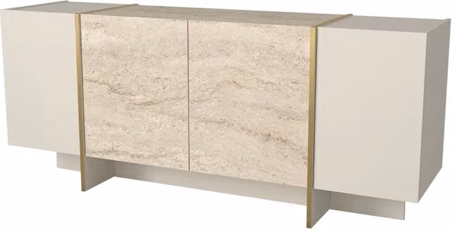 Credenza in legno "Veyron" - 180 x 46 x 75 cm - Travertino, arenaria