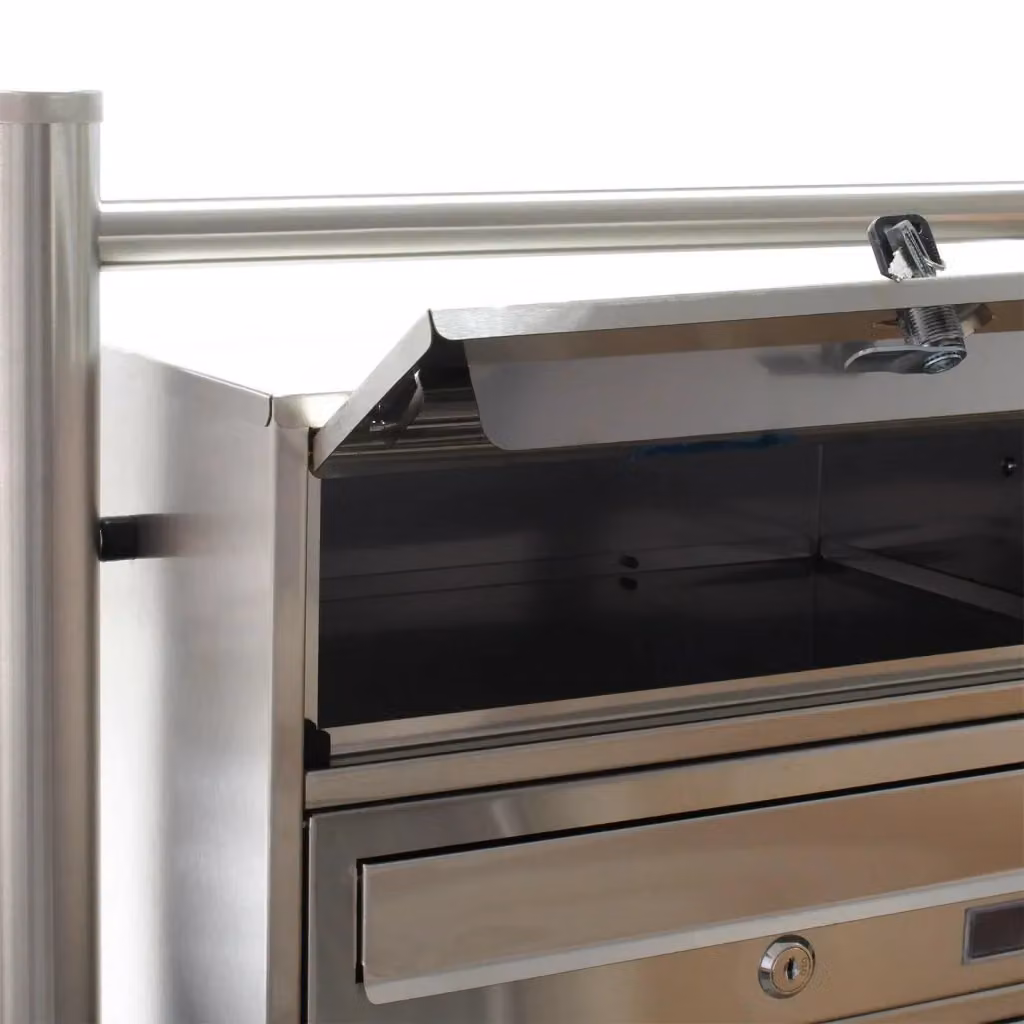 Blocco di 10 cassette postali con supporto 2x5 scomparti sovrapposti in acciaio inox color argento – 2