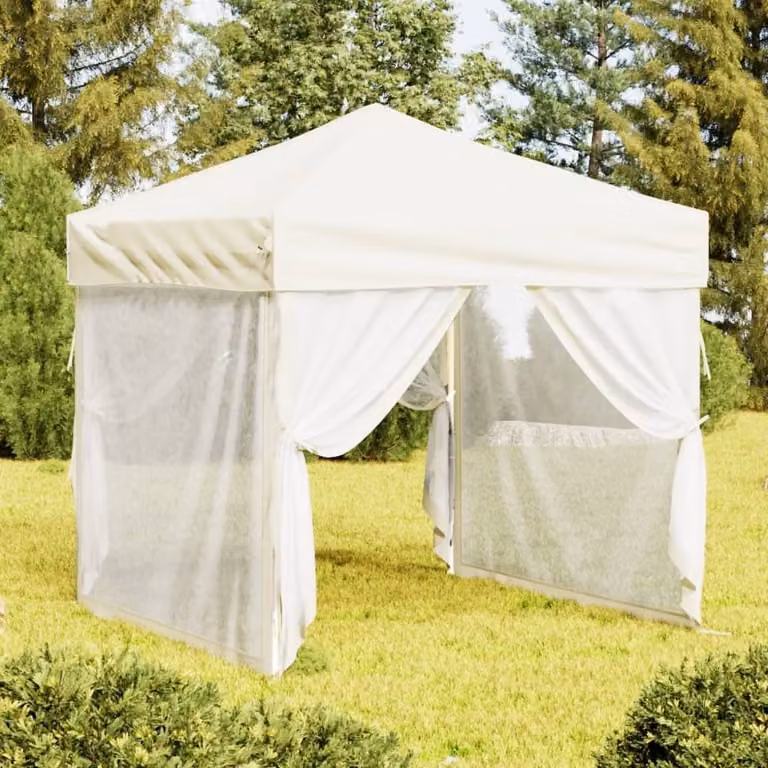Maison Exclusive - Tenda da festa pieghevole con pareti laterali color crema, dimensioni 2x2 metri