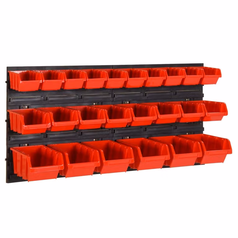 The Living Store Scaffale da parete impilabile in 26 pezzi rosso e nero 77x39cm in polipropilene