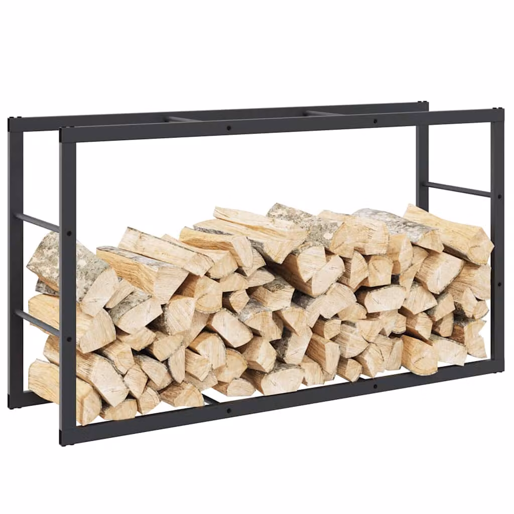 Rastrelliera per legna da ardere vidaXL in acciaio nero L 110 cm x P 30 cm x H 61 cm