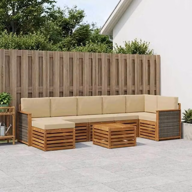 Set di divani da esterno 7 pz Naturale 3384649