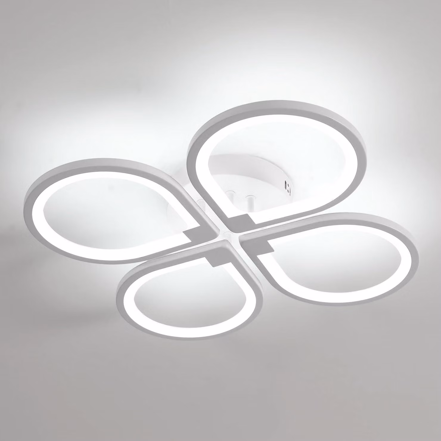 Lampada a soffitto a LED a forma di fiore, a quattro petali, bianca, 6500K, 57 cm, 40W