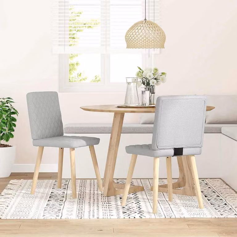 Set di 2 sedie da pranzo vidaXL in tessuto grigio nuvola con struttura in legno e metallo