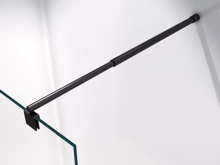 Barra di stabilizzazione telescopica flessibile, in acciaio inossidabile, rotonda, nera opaca, per pareti doccia