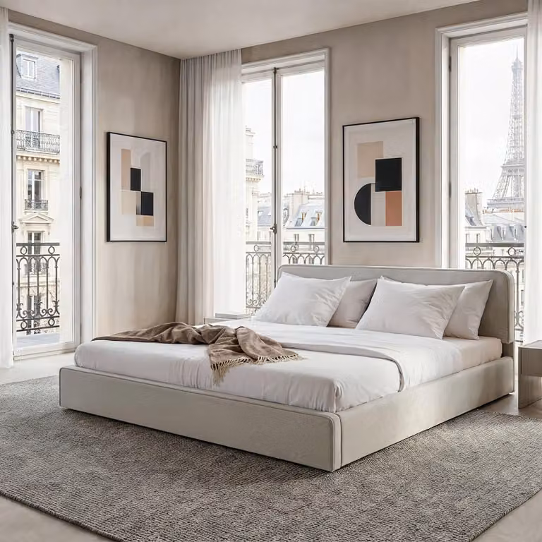 Letto imbottito LATINI con testiera regolabile in altezza, 180x200 cm, grigio chiaro - letto matrimoniale con rete a doghe, ideale per due persone, rete stabile e confortevole, design moderno per la camera da letto