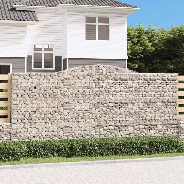 Set di 6 Cesti Gabbioni ad Arco Videx in Acciaio Zincato Grigio L: 400 cm, P: 50 cm, H: 180/200 cm