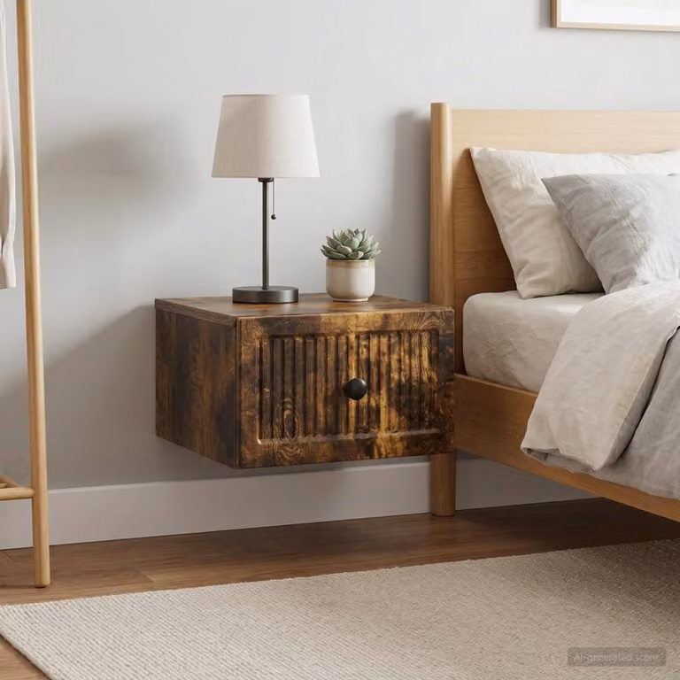 Set di 2 comodini sospesi vidaXL Rovere Fumo L: 33 cm, P: 34,5 cm, H: 20 cm