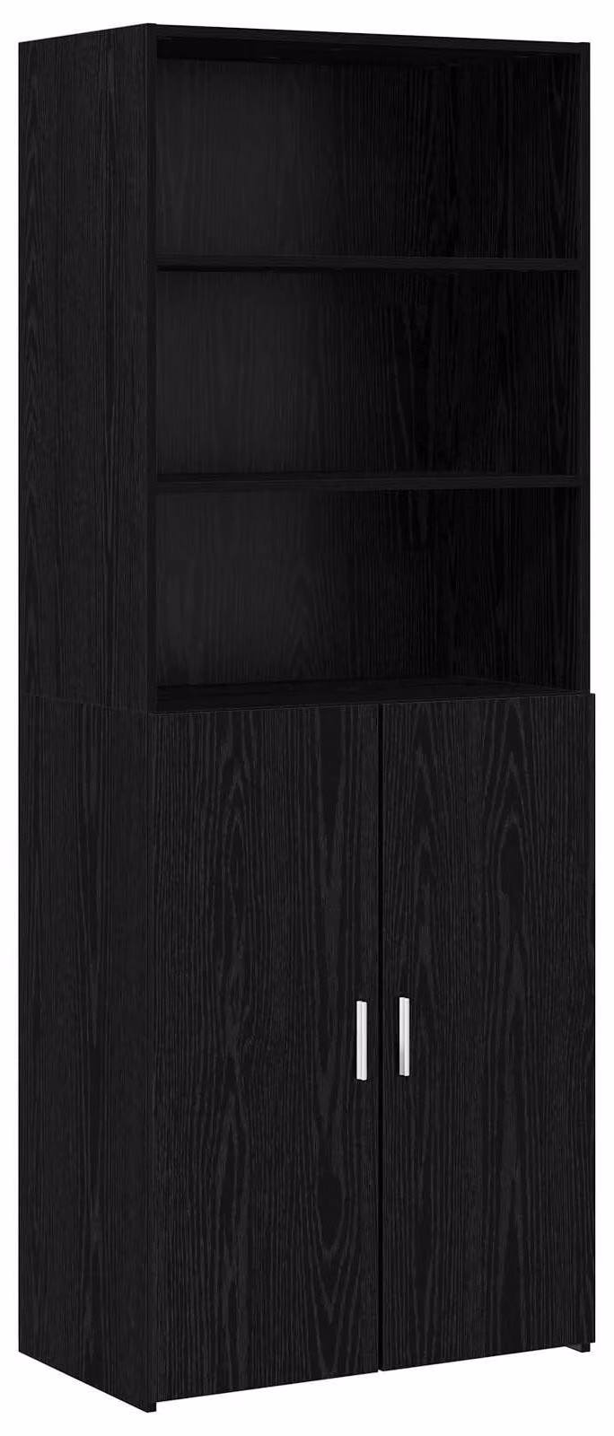 Mobile contenitore alto in legno impiallacciato effetto noce nero, dimensioni 70 x 42,5 x 185 cm