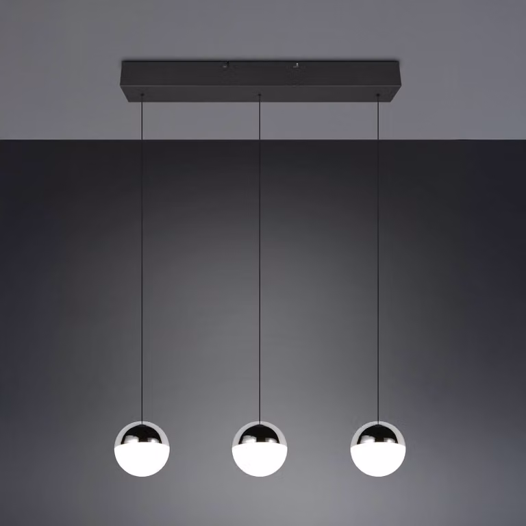 Reality Leuchten Lampada a sospensione Senta, Cromo / Argento, Soggiorno / Sala da pranzo, Plastica, Moderno, Lampada a sospensione