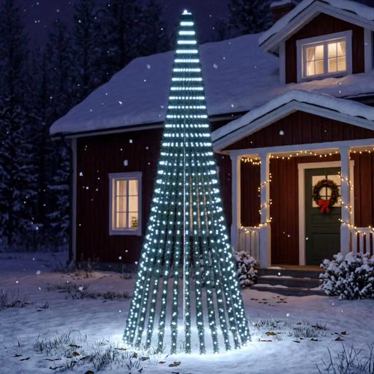 vidaXL Albero di Natale LED 370 cm 1008 LED Bianco freddo Acciaio