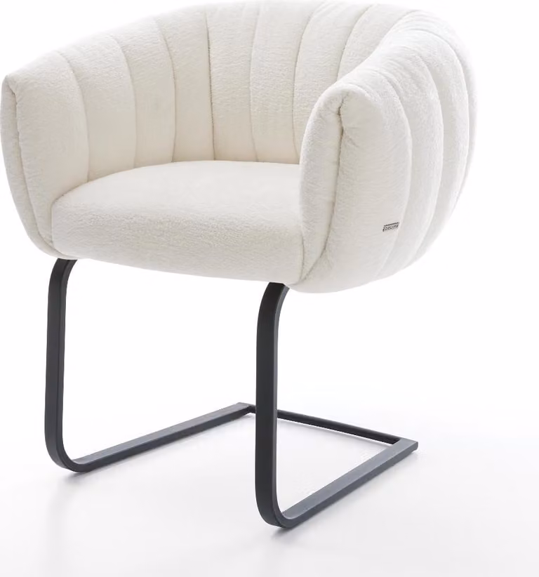 DELIFE Sedia a sbalzo Jada-Flex Bouclé Soft Beige Sedia a sbalzo piatta Nero Molle insacchettate